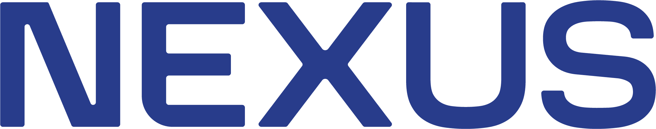 The image shows the word "NEXUS" in bold, uppercase blue letters on a white background.